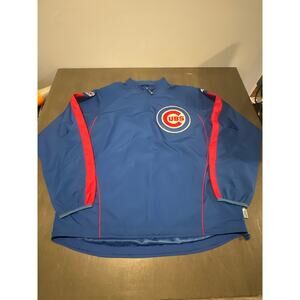 Men's Majestic MLB Authentic Chicago Cubs 1/4 Zip Windbreaker Dugout Jacket XL